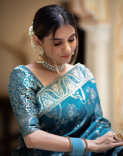Blue Silk Plain Saree