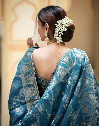 Blue Silk Plain Saree