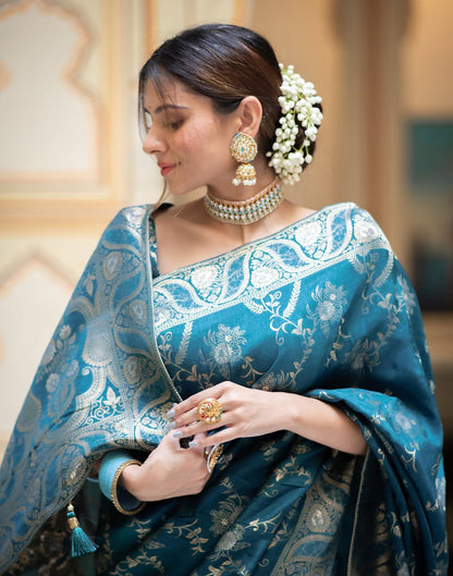 Blue Silk Plain Saree
