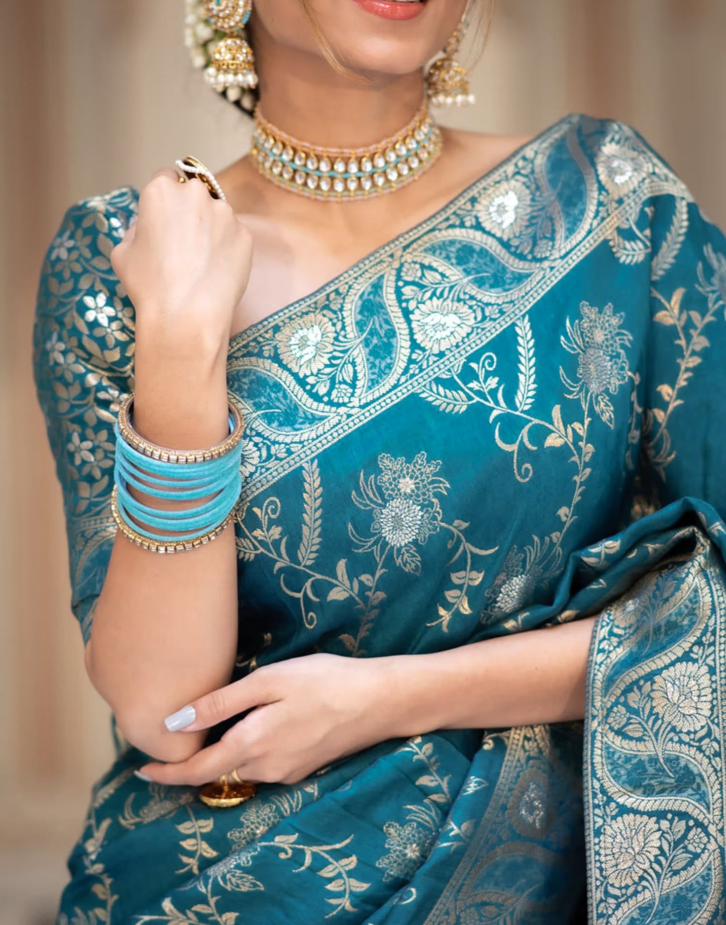 Blue Silk Plain Saree
