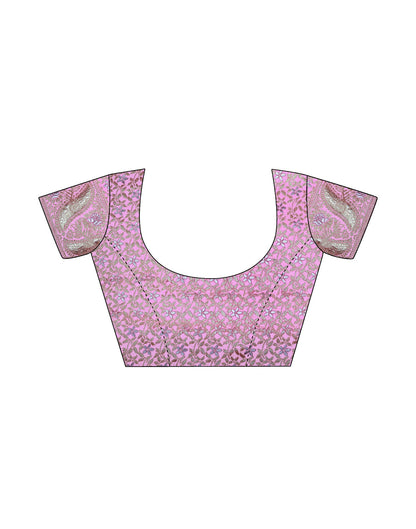 Light Pink Silk Plain Saree