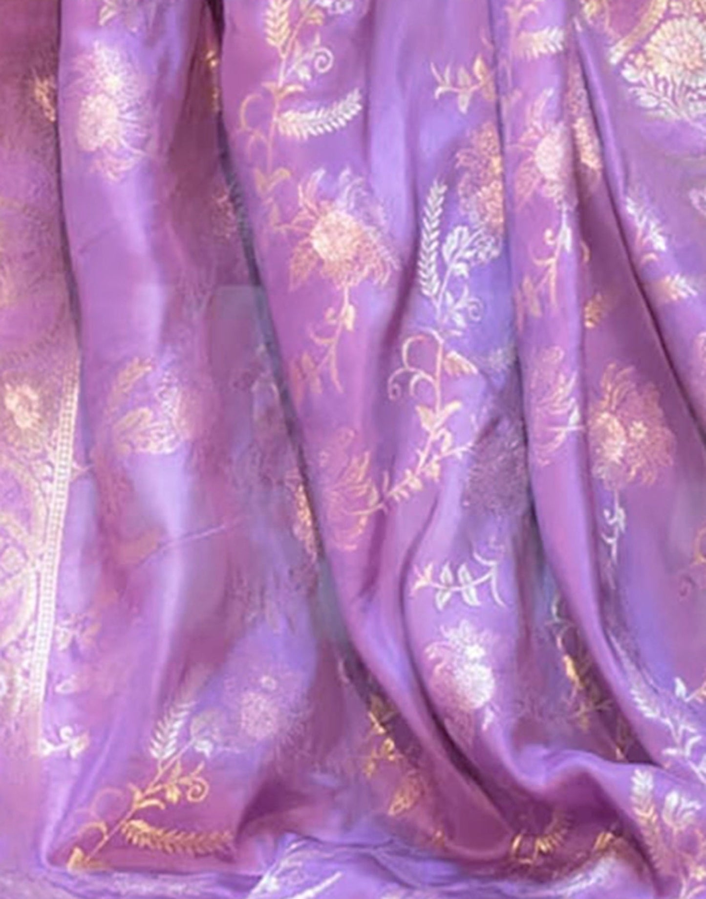 Lavender Silk Plain Saree