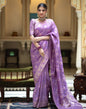 Lavender Silk Plain Saree