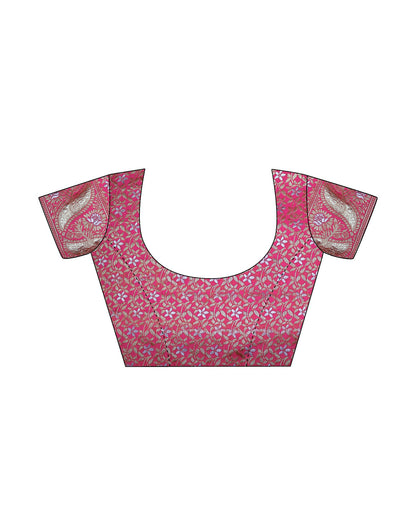 Punch Pink Silk Plain Saree