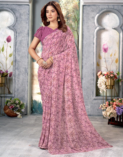 Light Pink Georgette Printed Saree