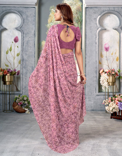 Light Pink Georgette Printed Saree