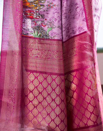 Light Purple Silk Printed Saree