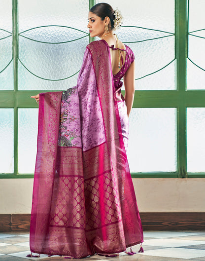 Light Purple Silk Printed Saree