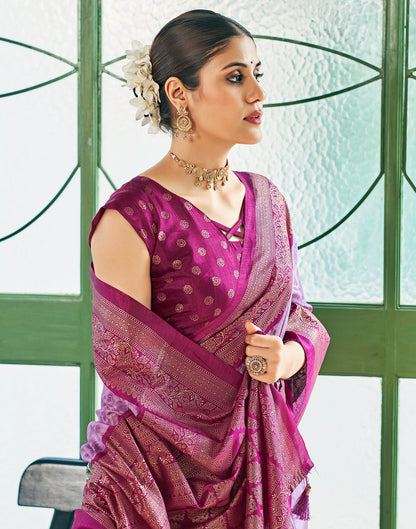 Light Purple Silk Printed Saree