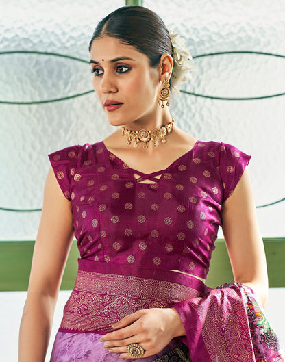 Light Purple Silk Printed Saree