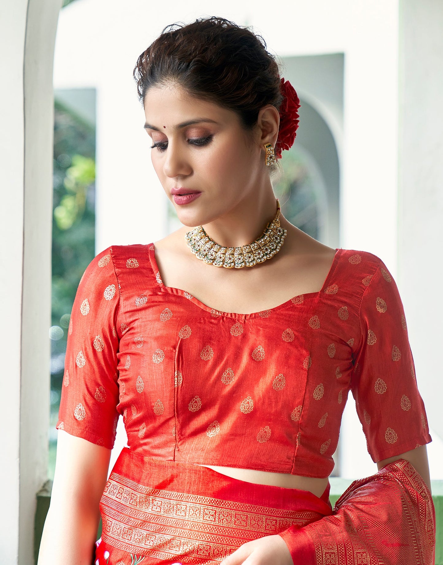 Light Beige Silk Printed Saree