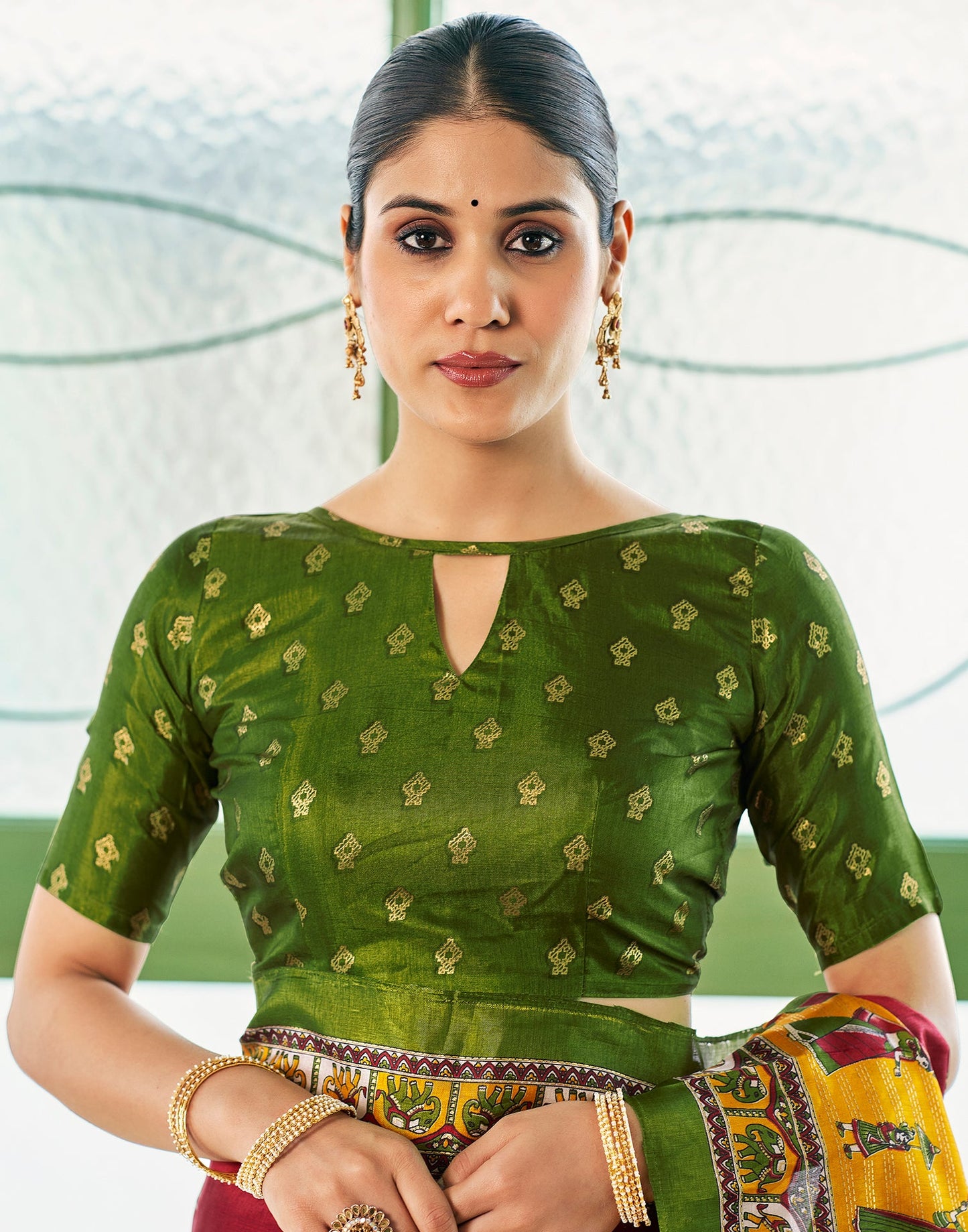 Maroon Silk Printed Saree