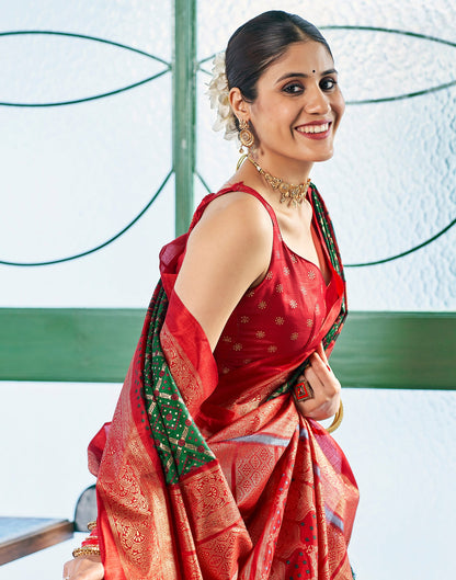 Dark Green Silk Printed Saree