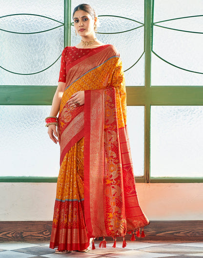 Turmeric Silk Printed Saree
