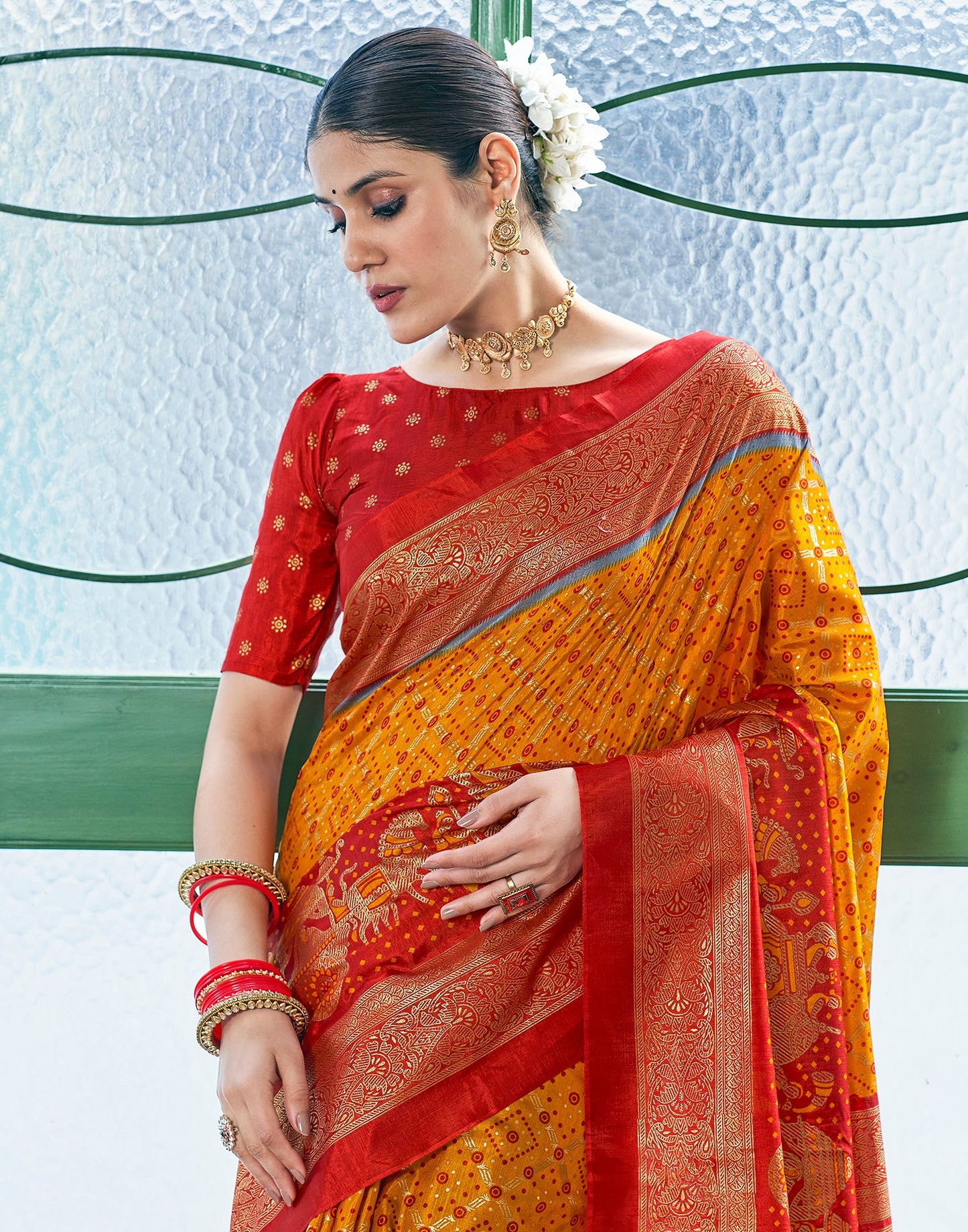 Turmeric Silk Printed Saree