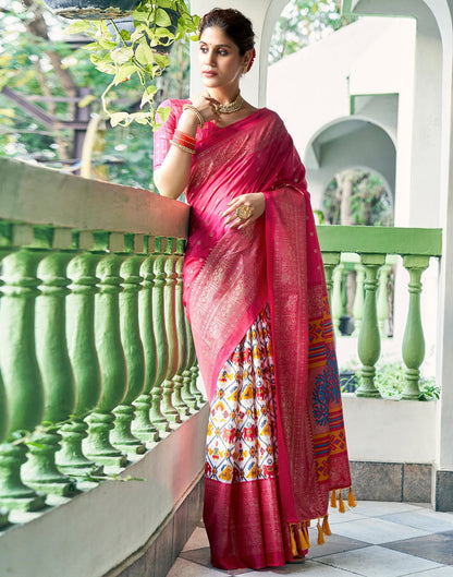 Pink Silk Printed Saree