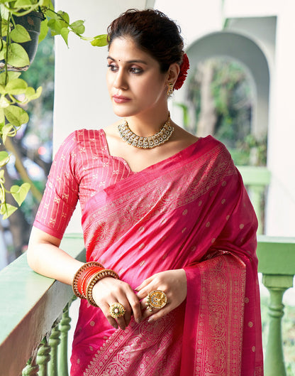 Pink Silk Printed Saree