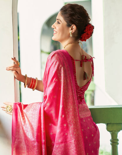 Pink Silk Printed Saree