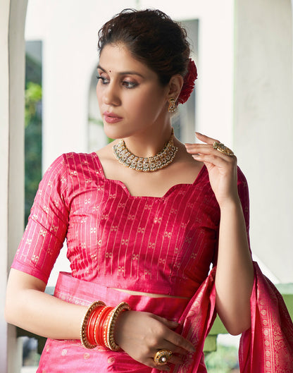 Pink Silk Printed Saree