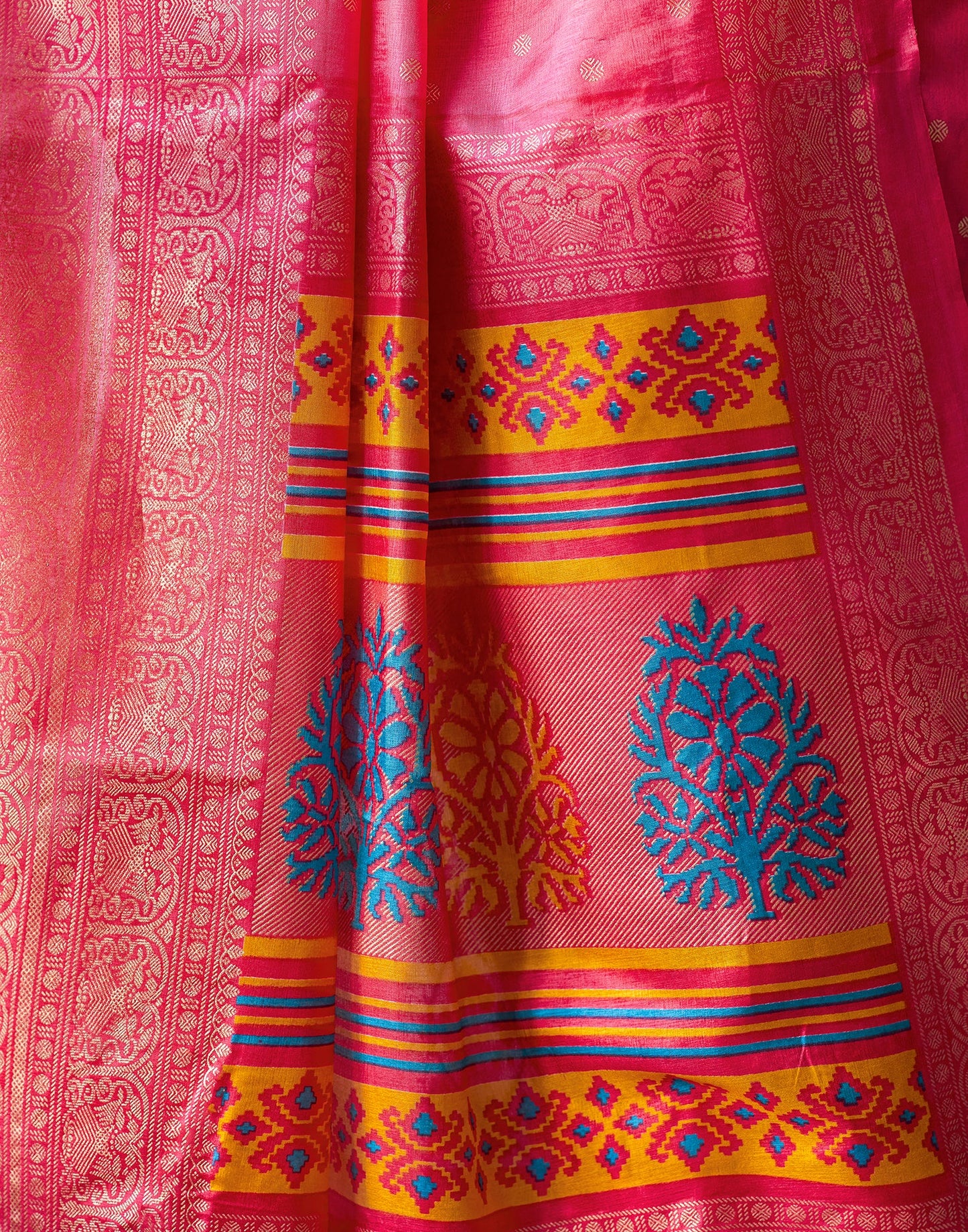 Pink Silk Printed Saree