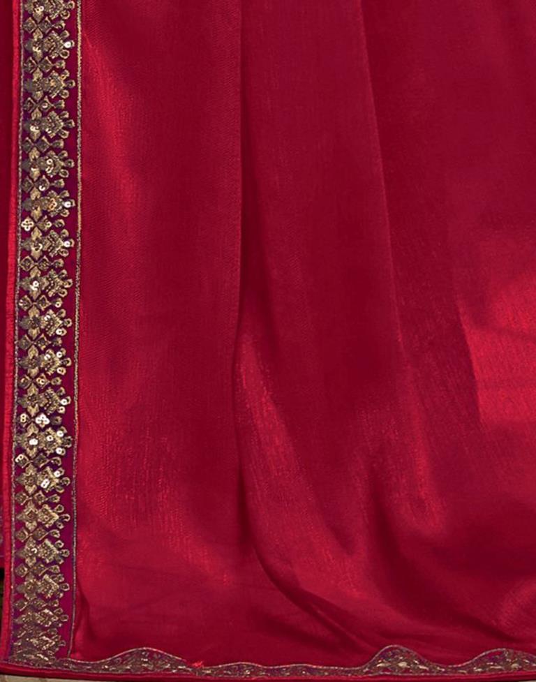 Red Chiffon Embroidery Saree