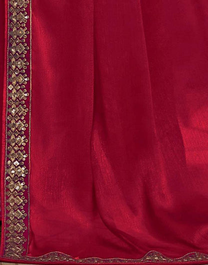 Red Chiffon Embroidery Saree