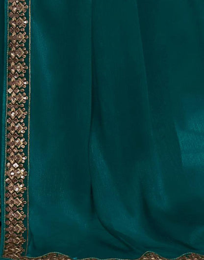 Rama Chiffon Embroidery Saree