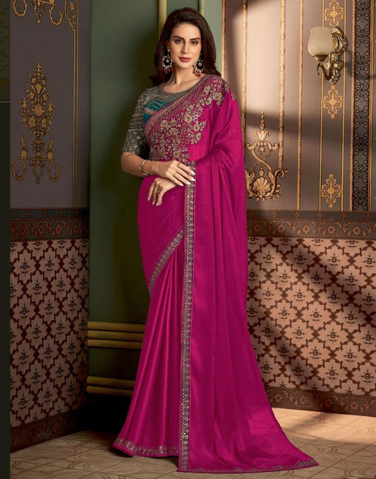 Pink Chiffon Embroidery Saree