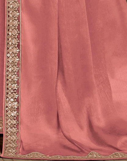 Rose Pink Chiffon Embroidery Saree