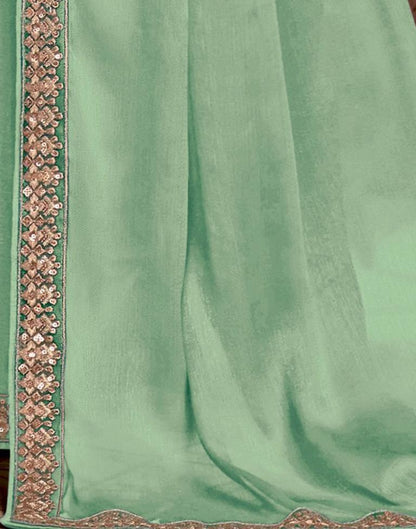 Pista Green Chiffon Embroidery Saree