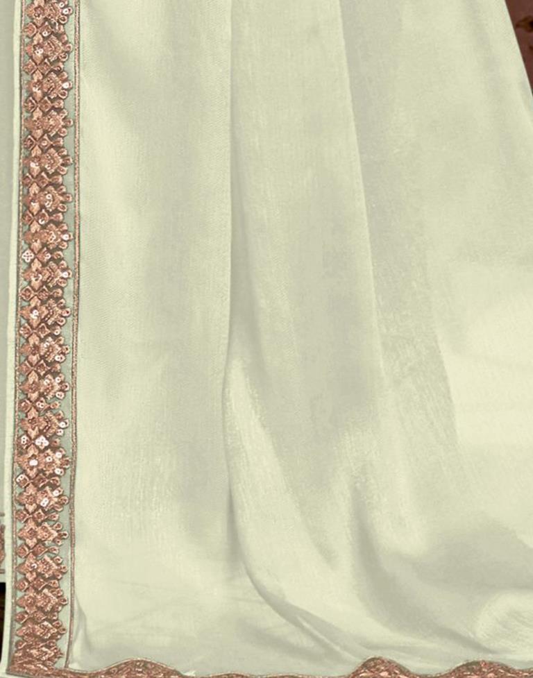 White Chiffon Embroidery Saree