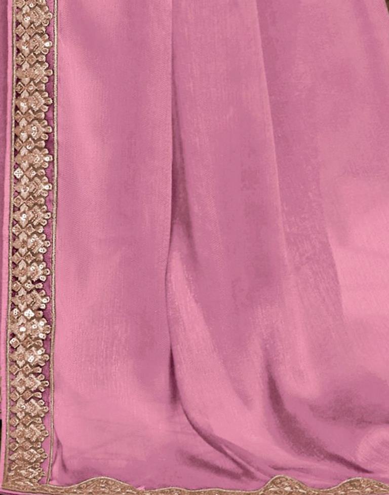 Light Pink Chiffon Embroidery Saree