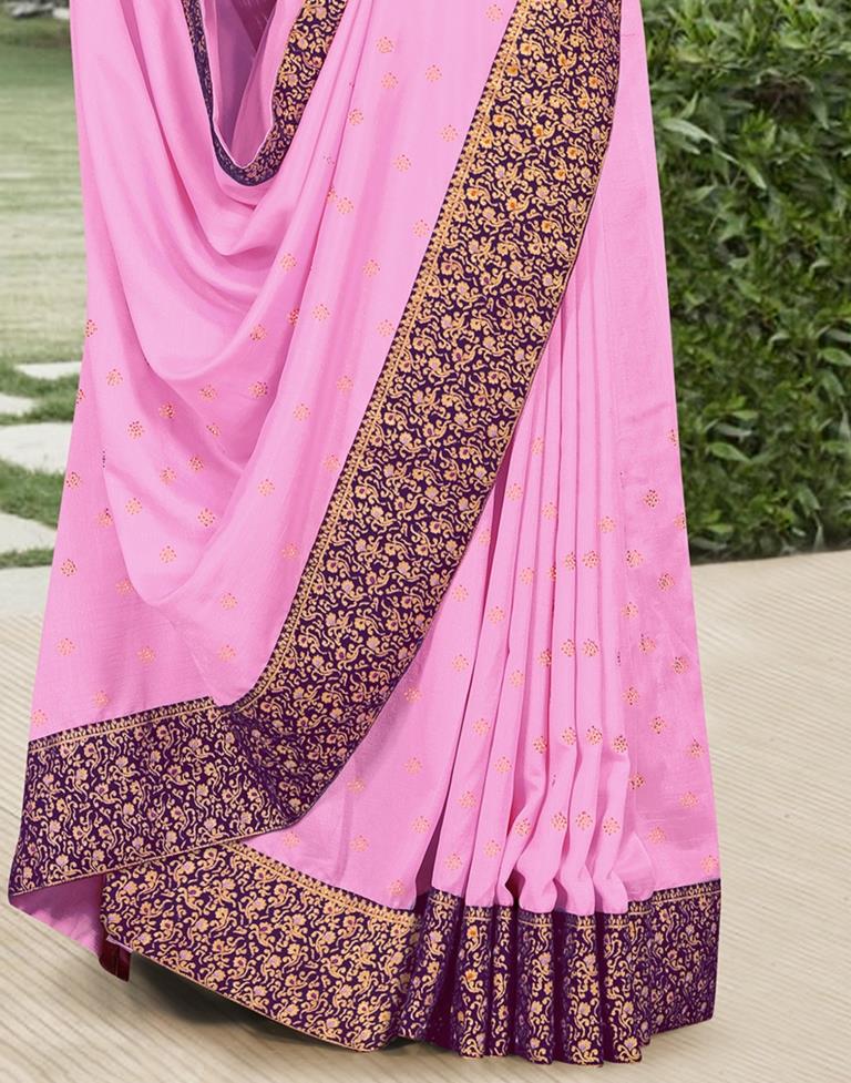 Light Pink Silk Plain Saree