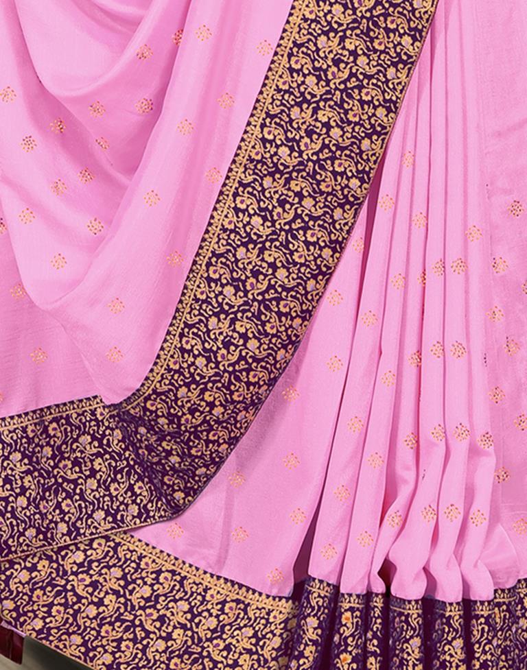Light Pink Silk Plain Saree