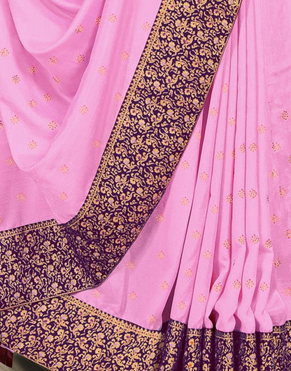 Light Pink Silk Plain Saree