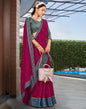 Dark Pink Silk Plain Saree