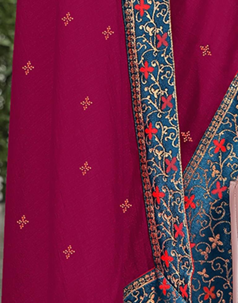 Dark Pink Silk Plain Saree