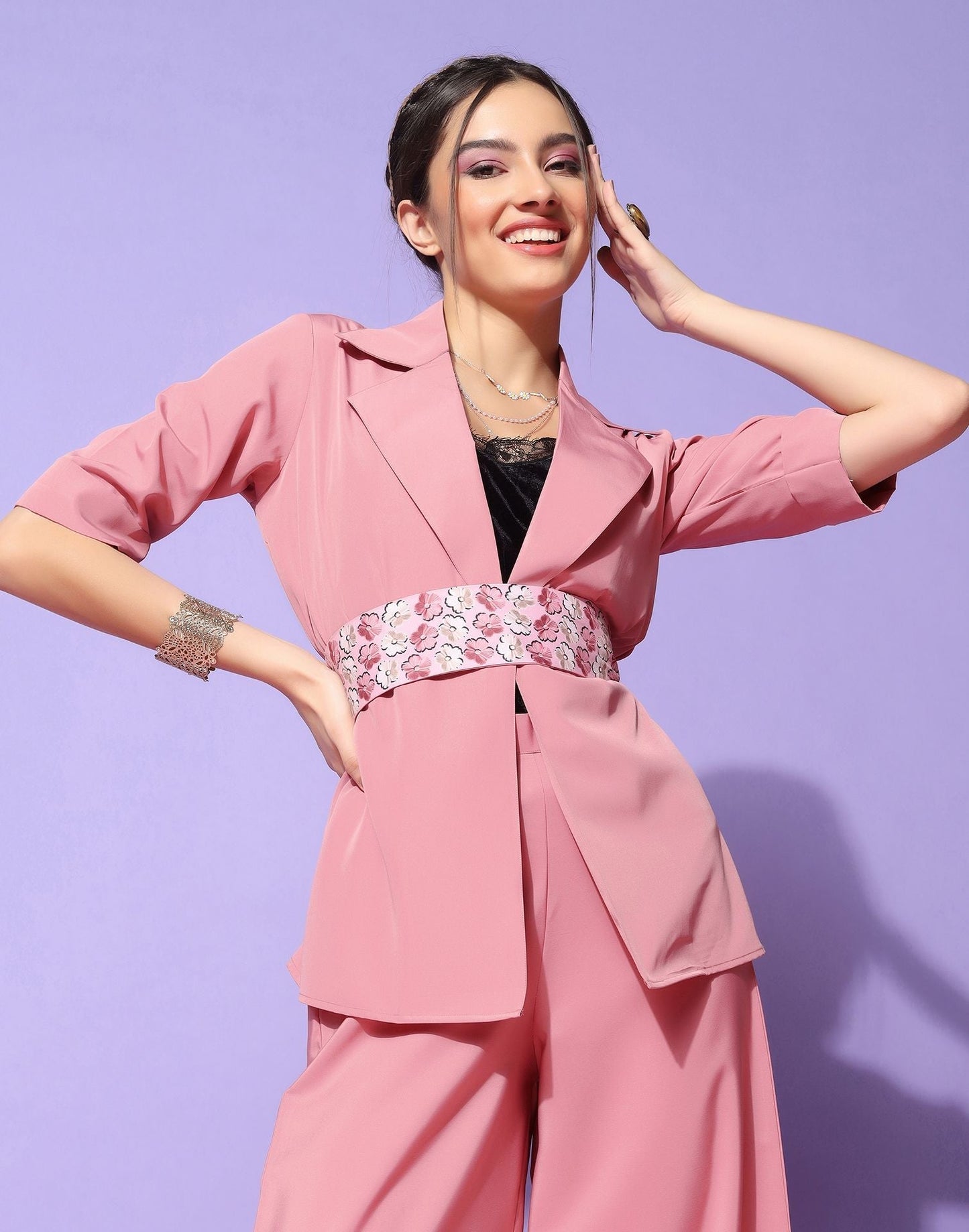 Pink Blazer Style Co-ord Set | Sudathi