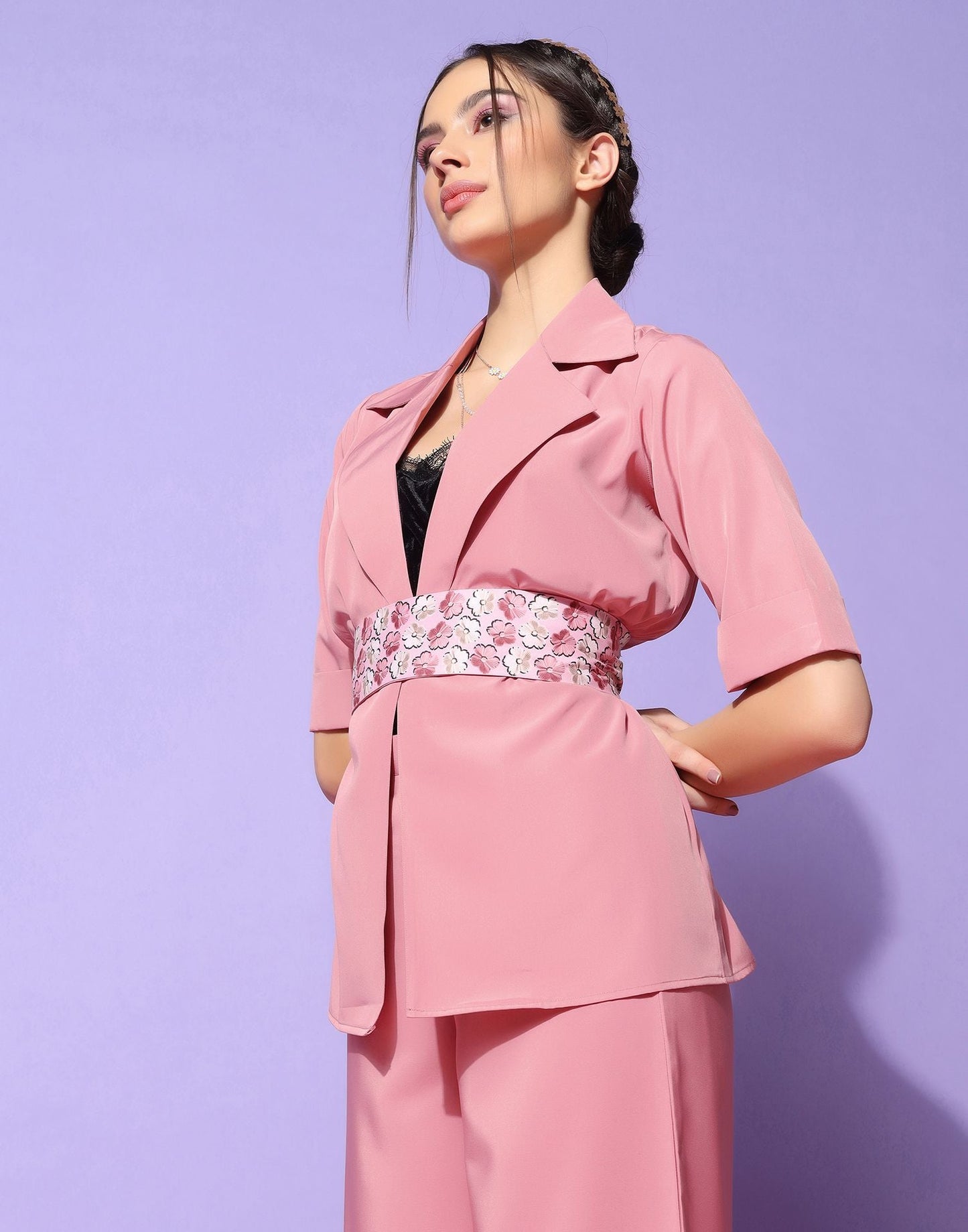 Pink Blazer Style Co-ord Set | Sudathi