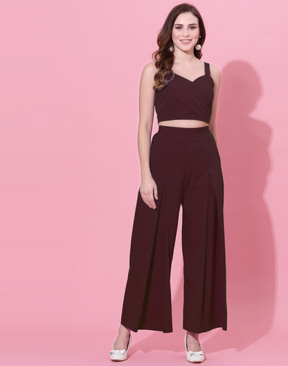 Maroon Box-Pleated Co-ord Set | Leemboodi