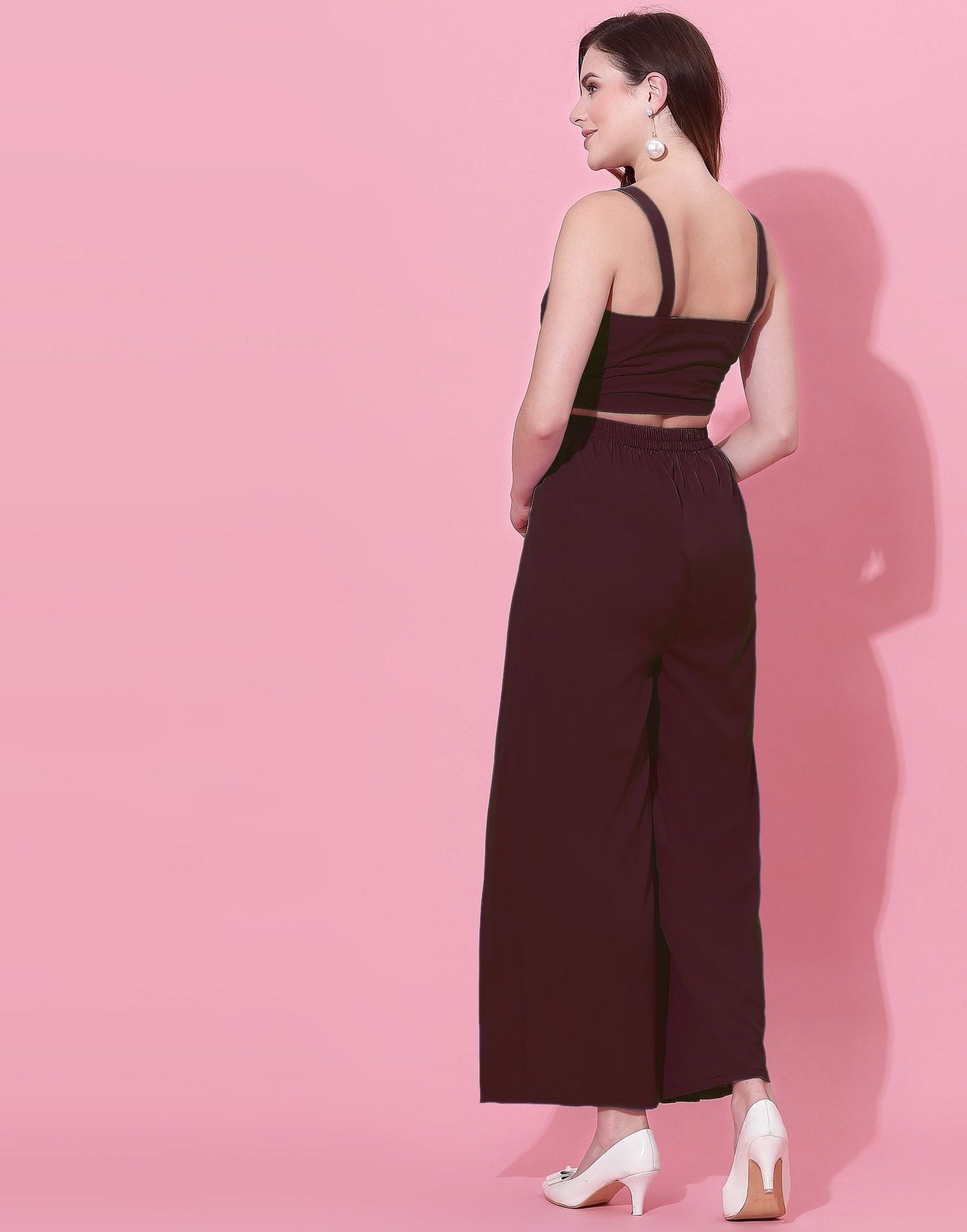 Maroon Box-Pleated Co-ord Set | Leemboodi