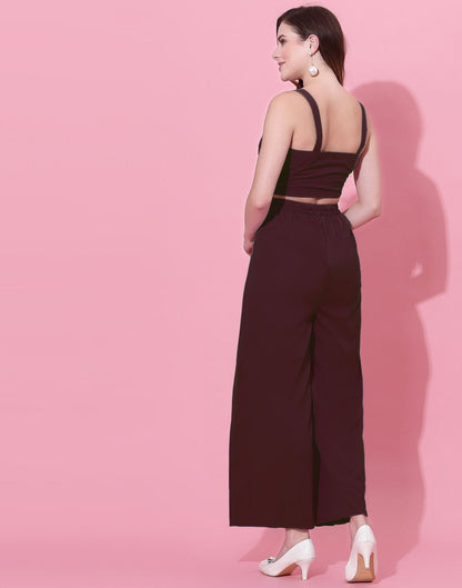 Maroon Box-Pleated Co-ord Set | Leemboodi