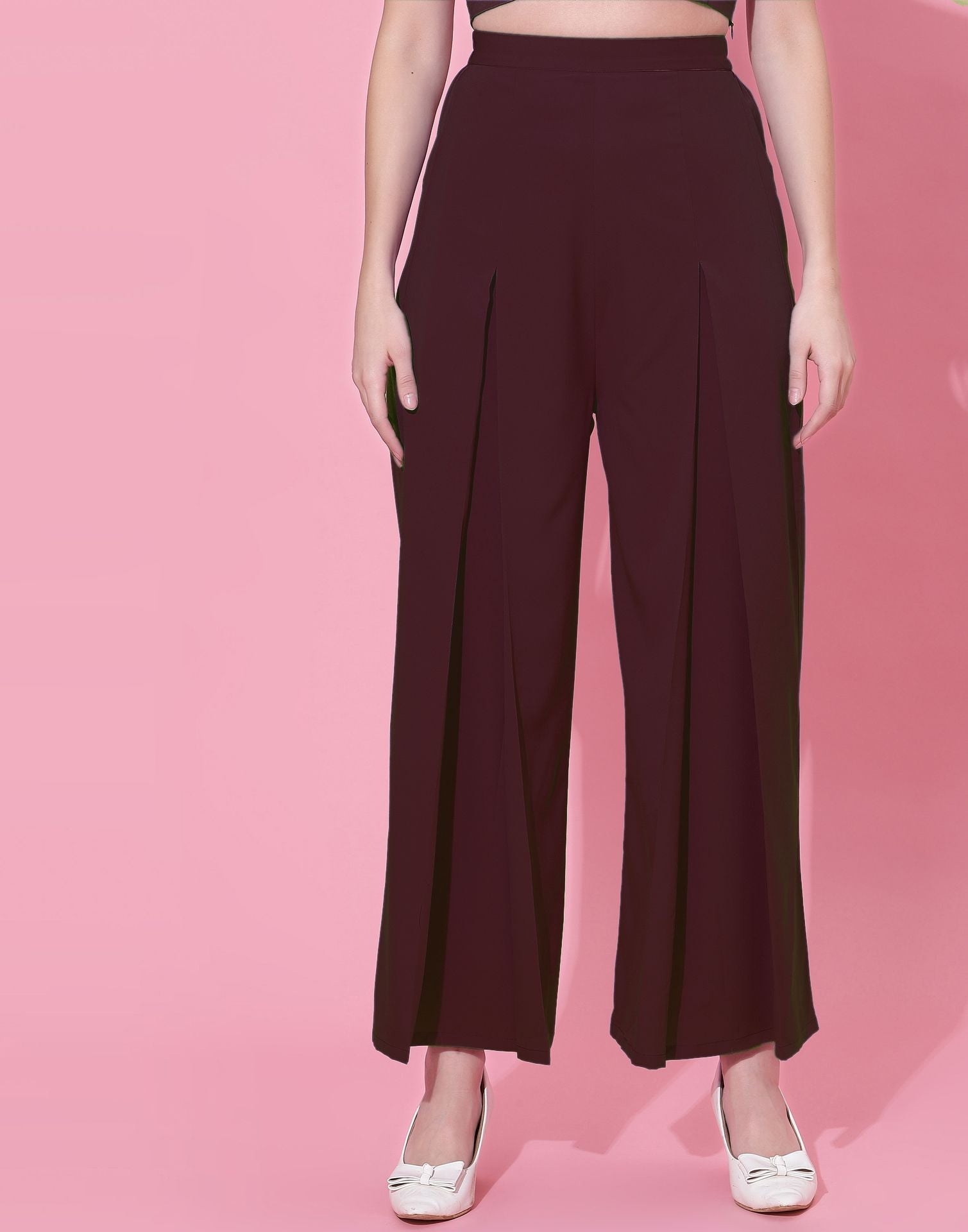 Maroon Box-Pleated Co-ord Set | Leemboodi