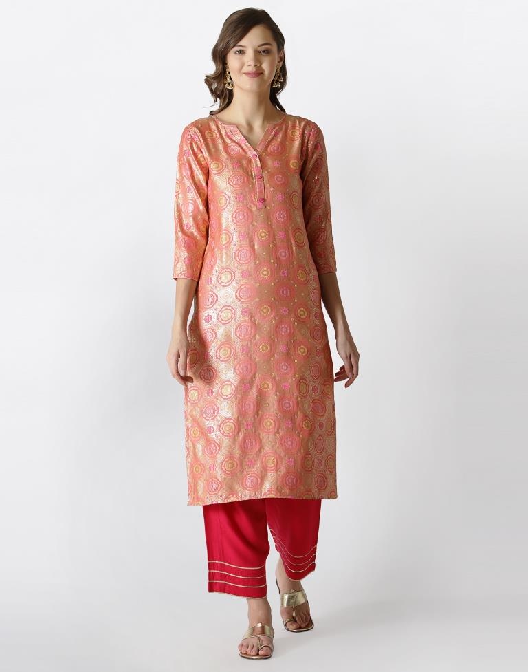 Peach Woven Brocade Kurti | Sudathi