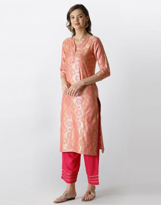 Peach Woven Brocade Kurti | Sudathi