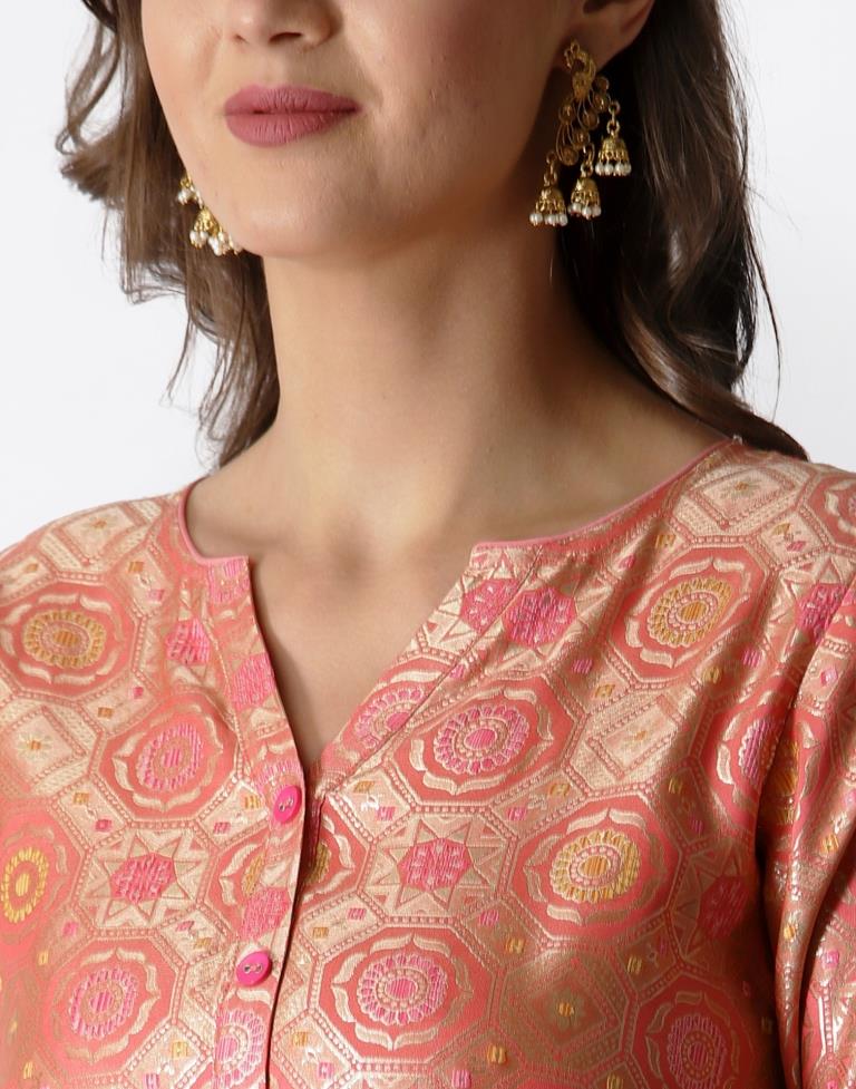 Peach Woven Brocade Kurti | Sudathi