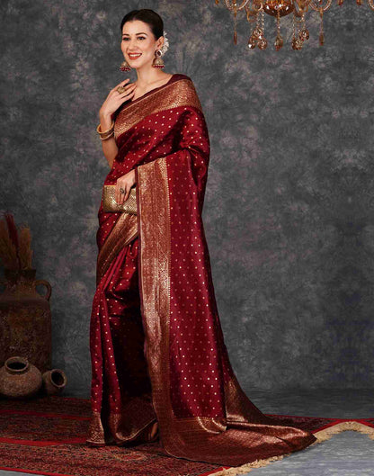 Maroon Banarasi Silk Saree