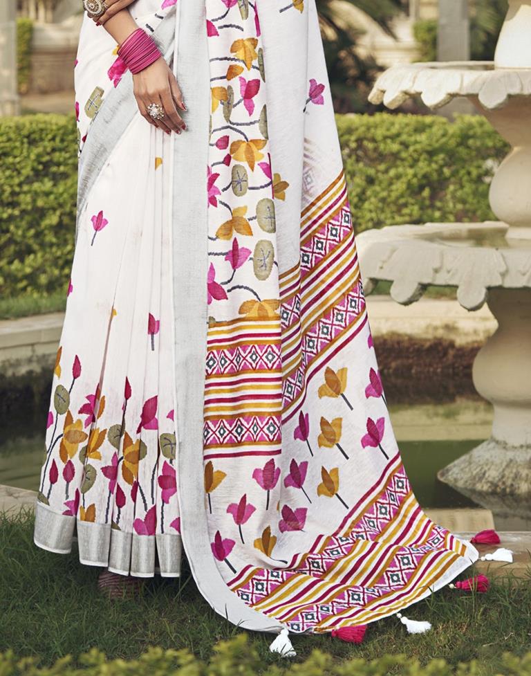 White Cotton Zari Saree