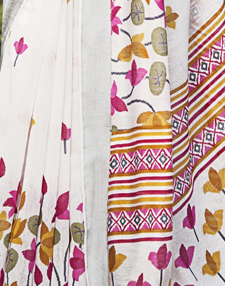 White Cotton Zari Saree