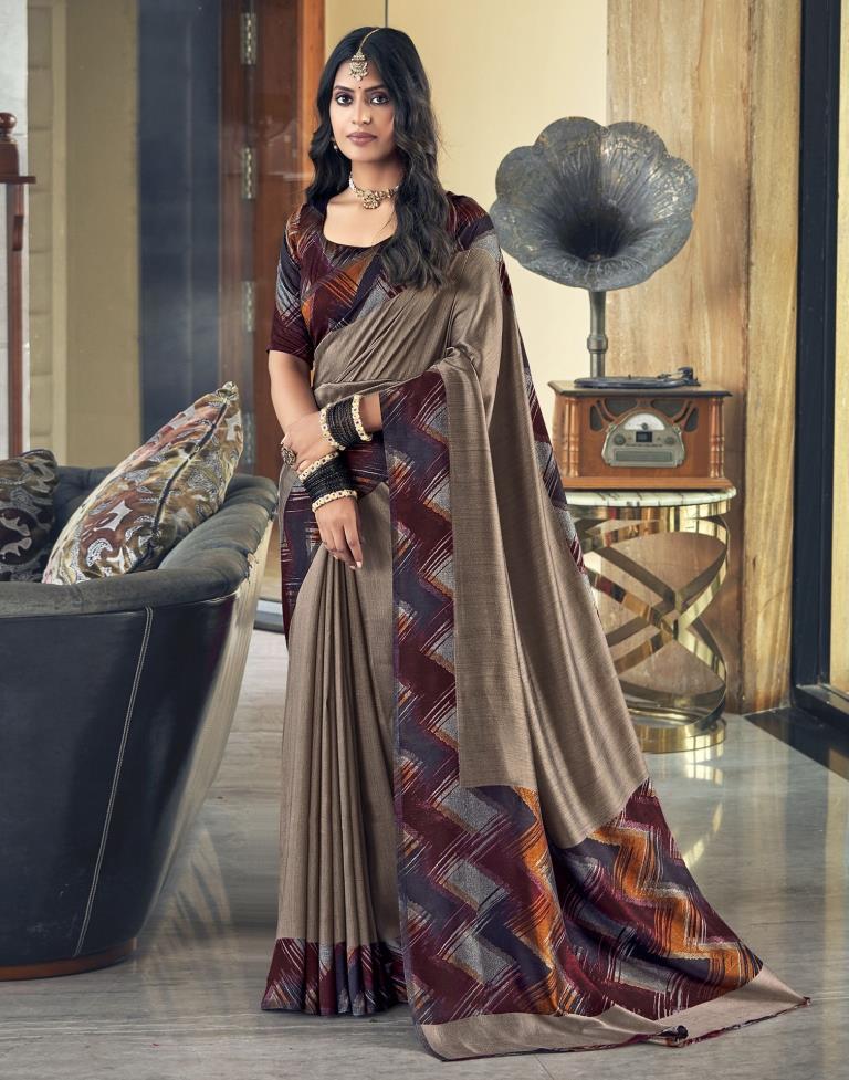 Multicoloured Silk Printed Saree